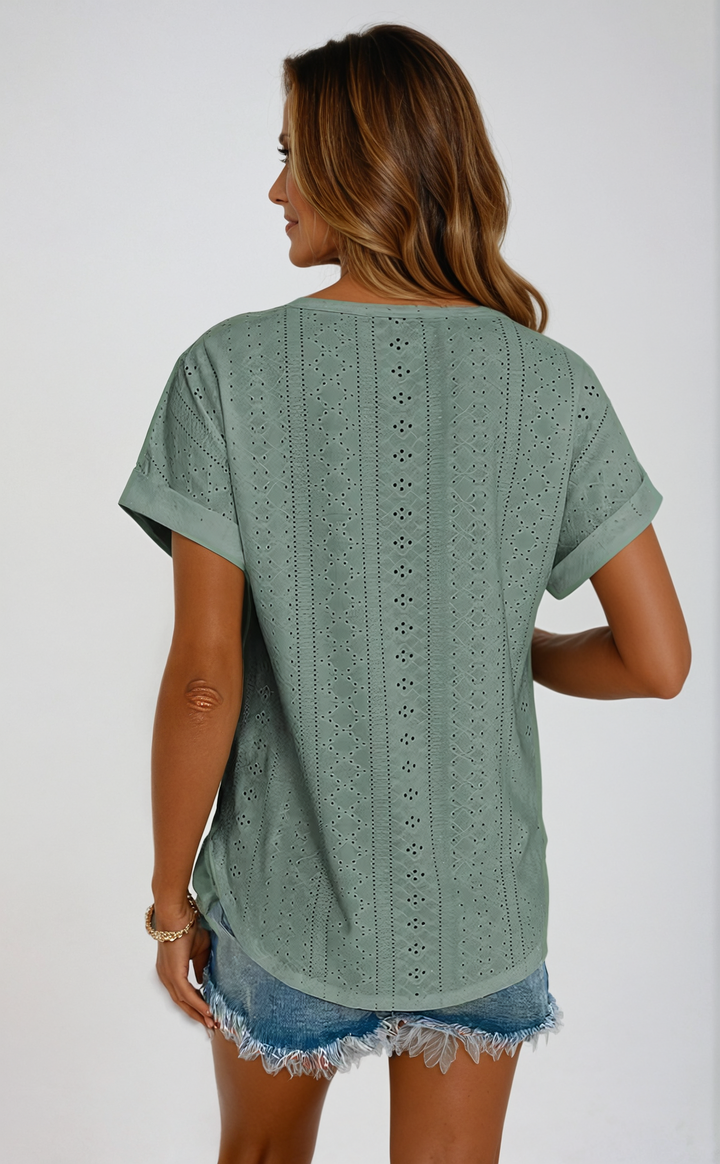 Lainey | Casual Eyelet Top