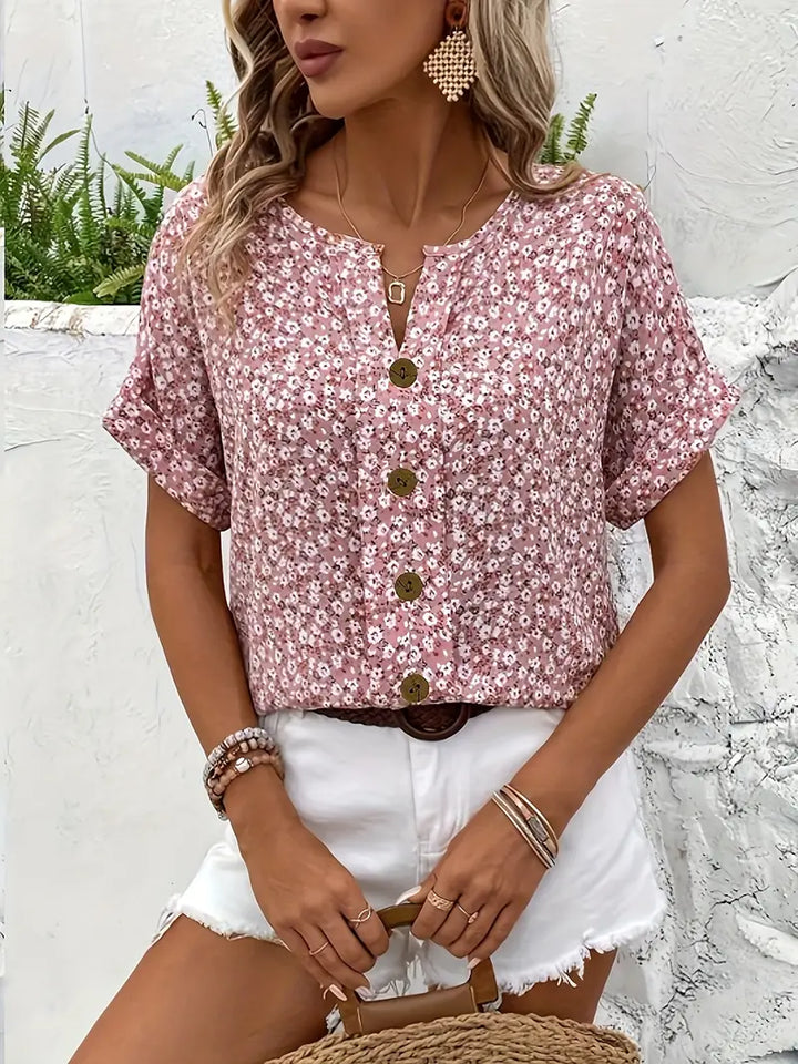Everly | Floral Button-Up Blouse
