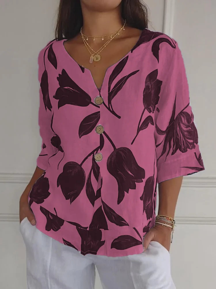 Ivy | Floral Button-Up Blouse