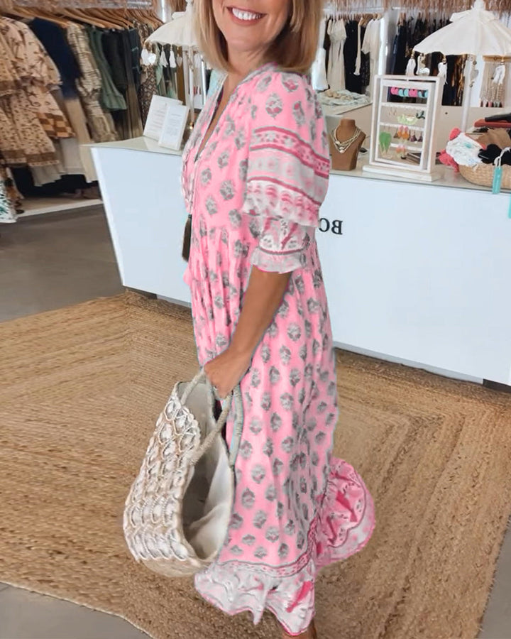 Elliana | Boho Lantern Sleeve Dress