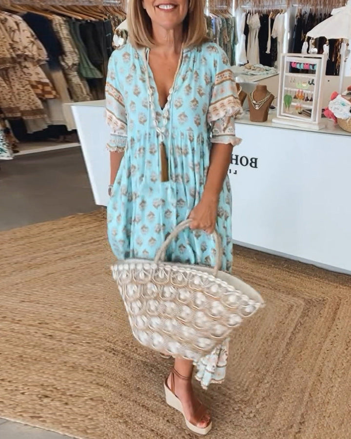 Elliana | Boho Lantern Sleeve Dress