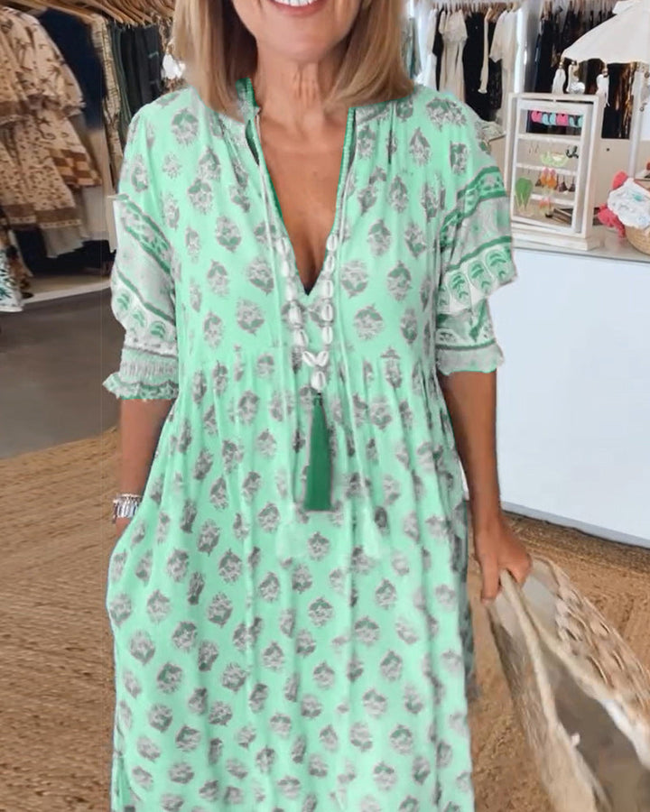Elliana | Boho Lantern Sleeve Dress