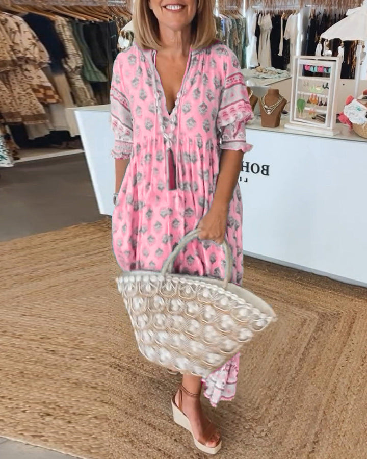 Elliana | Boho Lantern Sleeve Dress