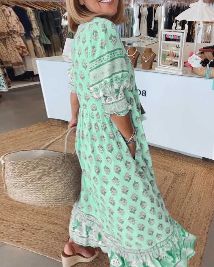 Elliana | Boho Lantern Sleeve Dress