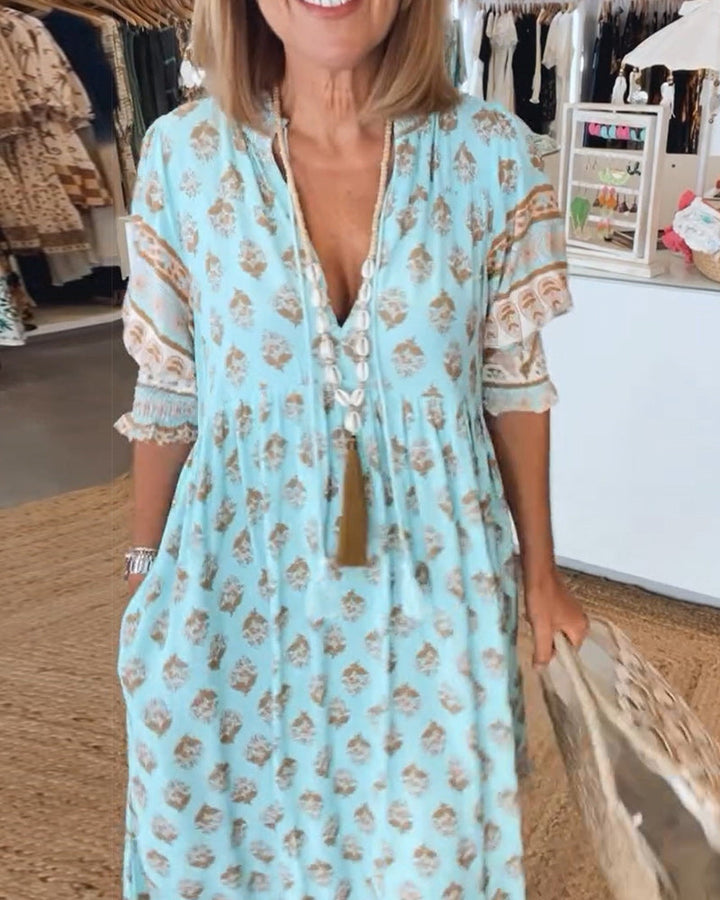 Elliana | Boho Lantern Sleeve Dress