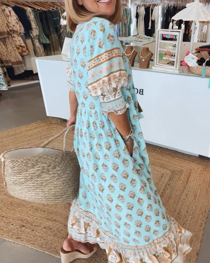 Elliana | Boho Lantern Sleeve Dress