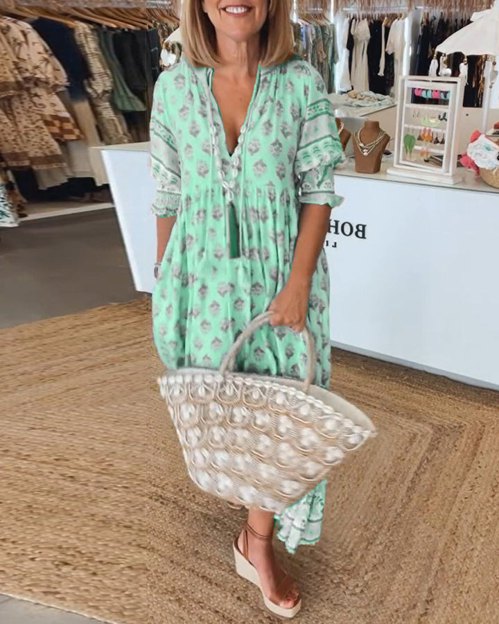 Elliana | Boho Lantern Sleeve Dress